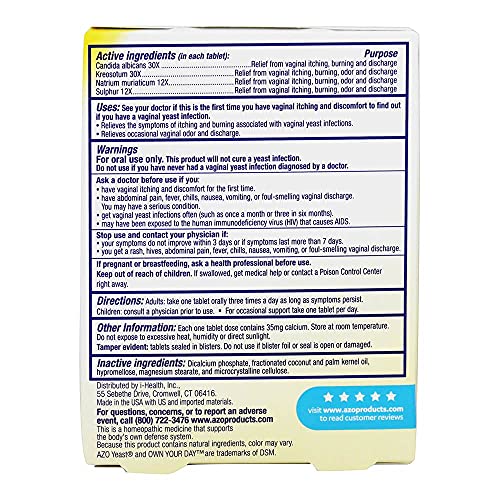 AZO Yeast Plus Tablets 60 ea (Pack of 6) - Packaging May Vary AZO buy supplements canada