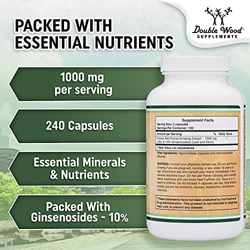 Ginseng Capsules (Korean Red Ginseng Extract, Panax Ginseng 10% Ginsenosides) Double Wood Supplements buy supplements canada