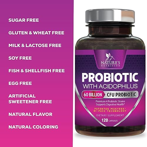 Probiotics, 60 Billion CFU per Serving, Probiotic with Prebiotics for Digestive & Immune Health Nature's Nutrition buy supplements canada