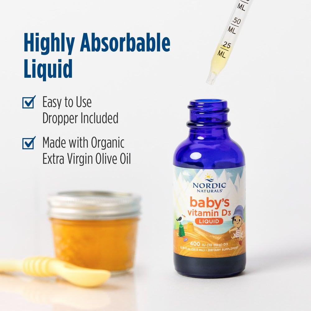 Nordic Naturals Baby’s Vitamin D3, Unflavored - 0.76 oz - 400 IU Vitamin D3 - Healthy Bones, Immune System Support, Normal Sleep Rhythms - Non-GMO, Certified Vegetarian - 90 Servings Nordic Naturals buy supplements canada
