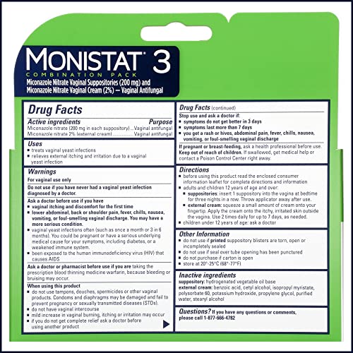 Monistat 3 Day Yeast Infection Treatment for Women, 3 Miconazole Suppository Inserts & External Monistat buy supplements canada