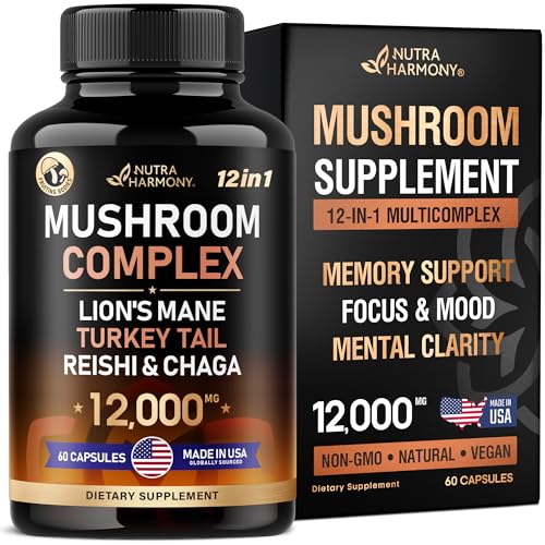 Mushroom Supplement - Organic Lion's Mane | Turkey Tail | Chaga | Cordyceps | Reishi NUTRAHARMONY buy supplements canada