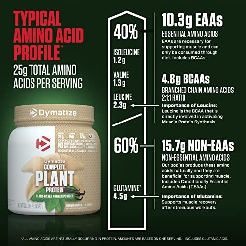 Dymatize Vegan Plant Protein, Smooth Vanilla, 25g Protein, 4.8g BCAAs, Complete Dymatize buy supplements canada