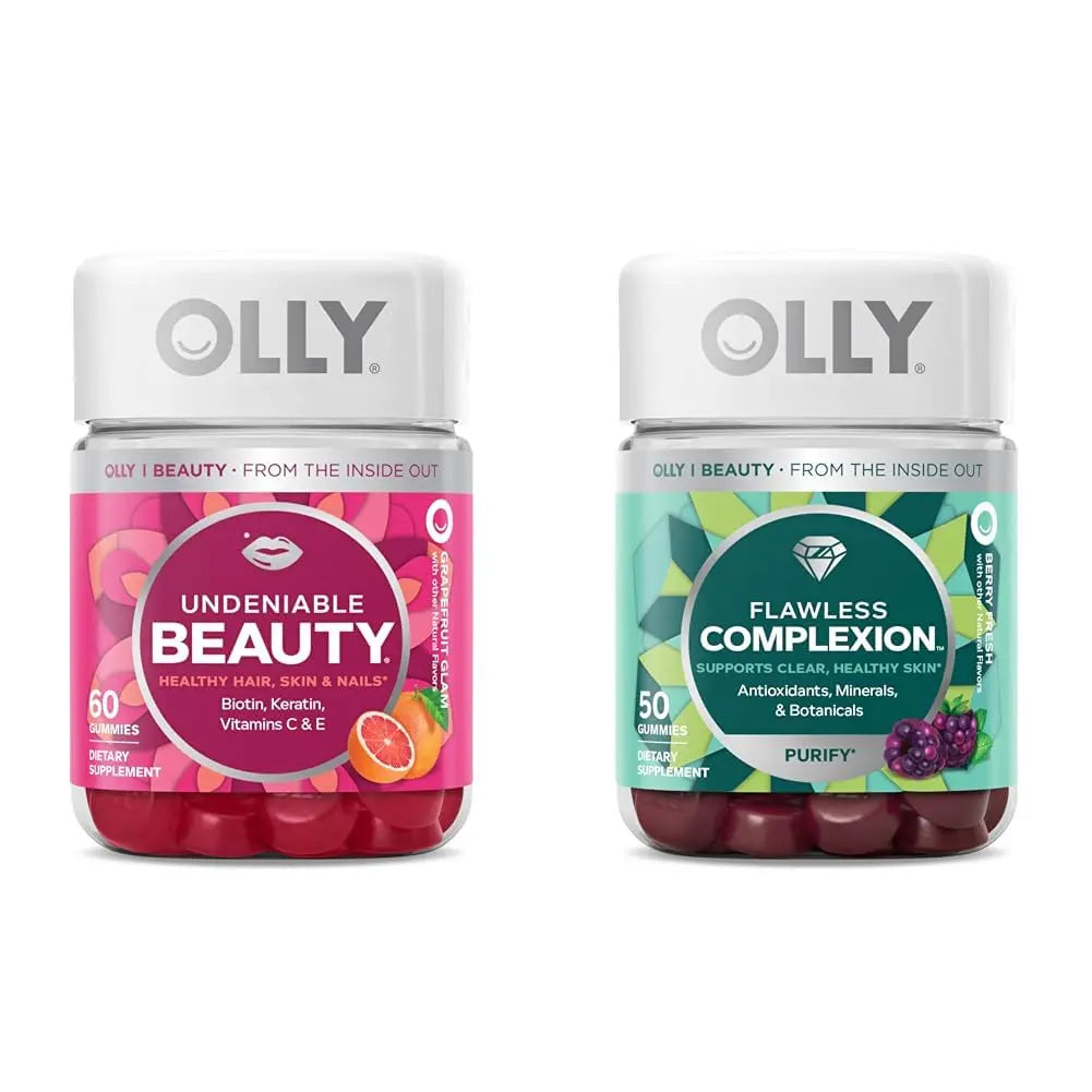 OLLY Undeniable Beauty Gummy & Flawless Complexion Gummy, Clear and Healthy Skin Support, Vitamins E, A, Zinc, Chewable Supplement, Berry - 50 Count (Pack of 1) OLLY buy supplements canada