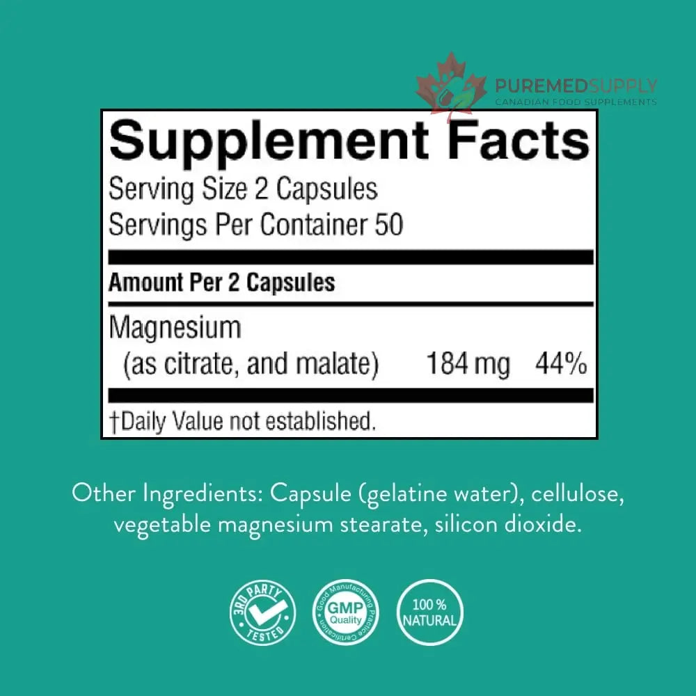 Nature’s Sunshine Magnesium Complex - High Potency Magnesium Supplement with Citrate & Malate for Relaxation, Optimal Absorption, Muscle Function, Energy Production - 50 Servings (100 Capsules) Nature's Sunshine buy supplements canada
