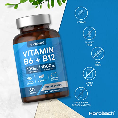 Vitamin B6 and B12 Tablets High Strength | 60 Count | with 100mg of Vitamin B6 Horbäach buy supplements canada