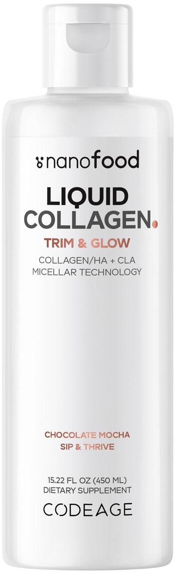 Codeage Liquid Collagen Supplement Chocolate Flavor, Beauty Trim & Glow Liposomal Collagen Peptides, CLA Conjugated Linoleic Acid, Hyaluronic Acid, Vitamin E, Hydrolyzed, Non-GMO, 15.22 fl oz Codeage buy supplements canada