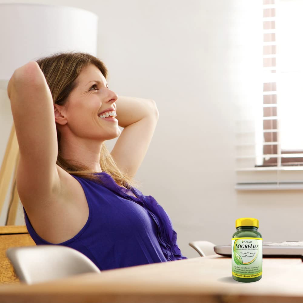 MigreLief Original Triple Therapy with Puracol - Nutritional Support for Migraine Sufferers - 60 Caplets/1 Month Supply MigreLief buy supplements canada