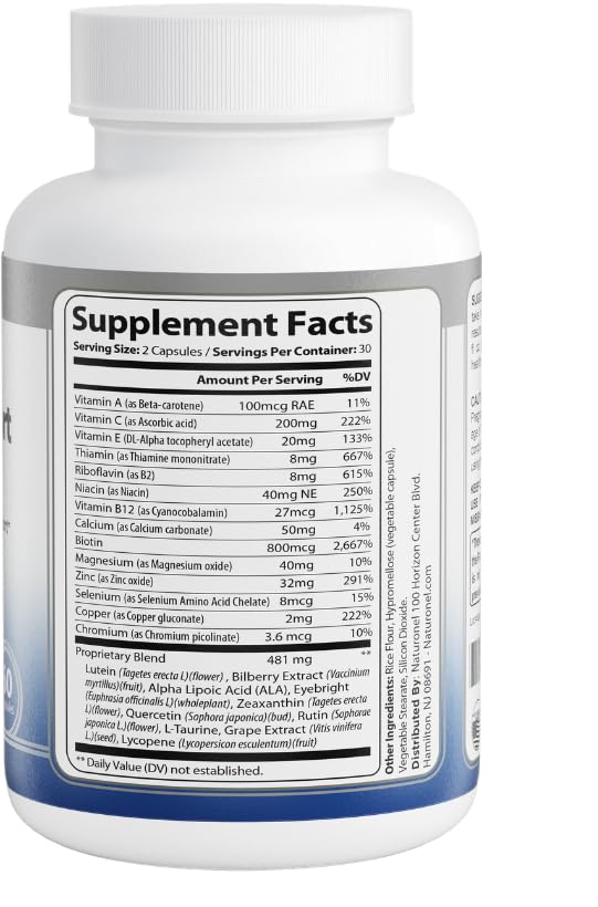 Naturonel Macular Support Formula – Vision & Eye Health with Lutein, Zeaxanthin, Bilberry, Eyebright & Antioxidants | Non-GMO, Made in USA, GMP Certified – 60 Capsules, 30 Day Supply (1) Naturonel buy supplements canada