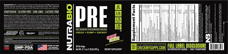 NutraBio PRE Workout V5 - (Cherry Limeade) NutraBio buy supplements canada