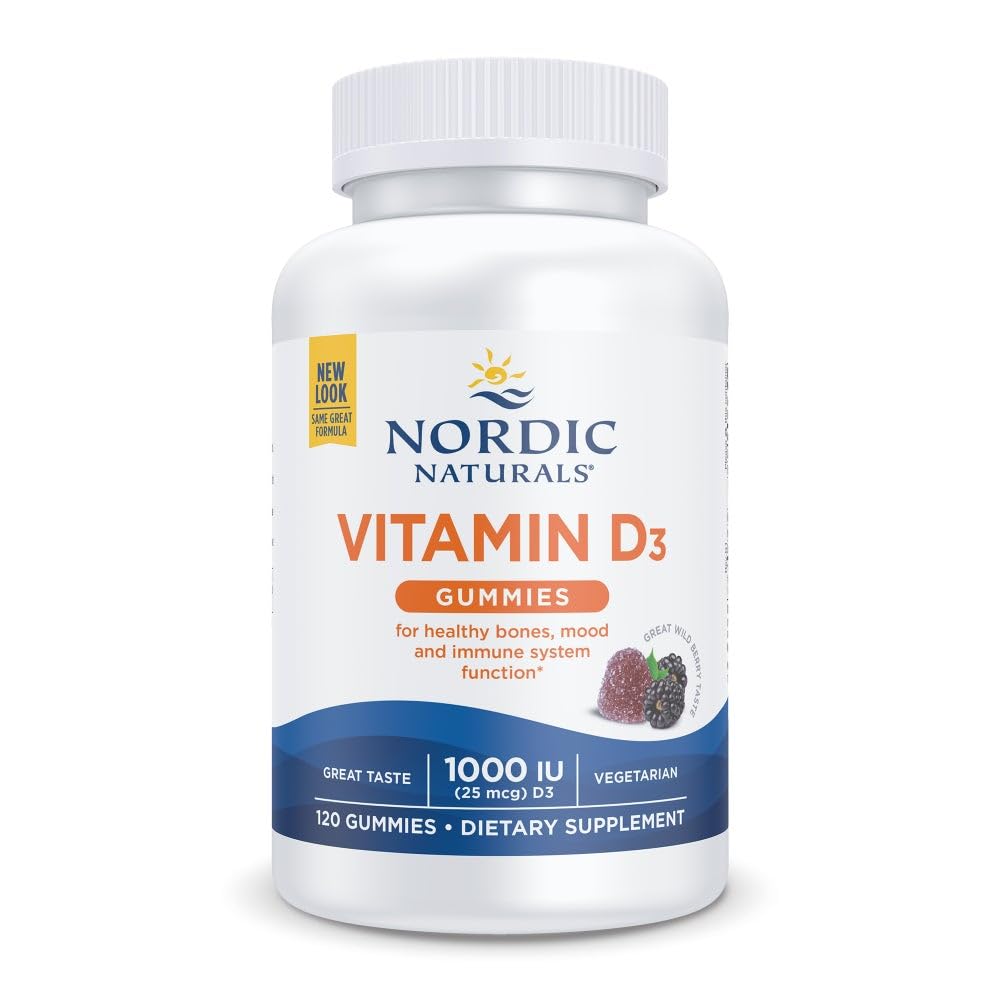 Nordic Naturals Vitamin D3 Gummies, Wild Berry - 120 Gummies - 1000 IU Vitamin D3, 1.4 mg Iron - Great Taste - Healthy Bones, Mood & Immune System Function - Non-GMO - 120 Servings Nordic Naturals buy supplements canada