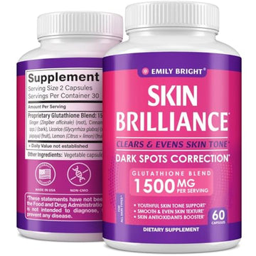 Glutathione Capsules - 1,500mcg Glutathione Supplement - Skin Tone Enhancer - Targets Emily Bright INC buy supplements canada