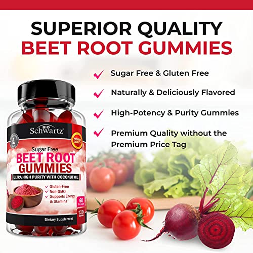 Sugar Free Beet Root Gummies - Nitric Oxide Beet Chews Infused with Coconut Oil BioSchwartz buy supplements canada