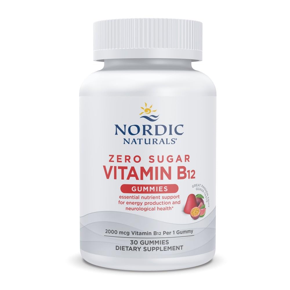 Nordic Naturals Zero Sugar Vitamin B12 Gummies - 2000 mcg Vitamin B12 per Gummy, Passion Fruit Guava Flavor - 30 Gummies, Essential Nutrient Support for Energy Production and Brain Health, 30 Servings Nordic Naturals buy supplements canada