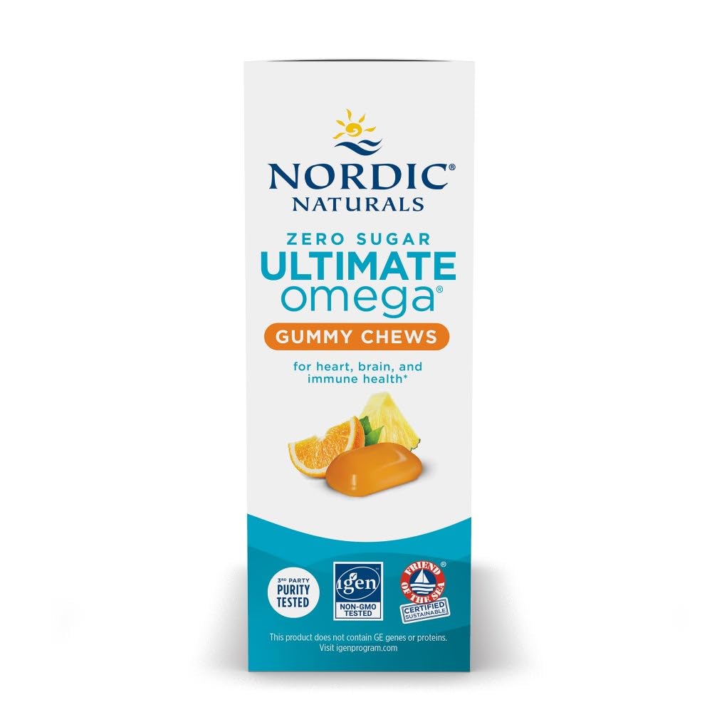 Nordic Naturals Zero Sugar Ultimate Omega Gummy Chews - Tropical Fruit - 54 Gummy Chews - Non GMO - Optimal Wellness - 27 Servings Nordic Naturals buy supplements canada