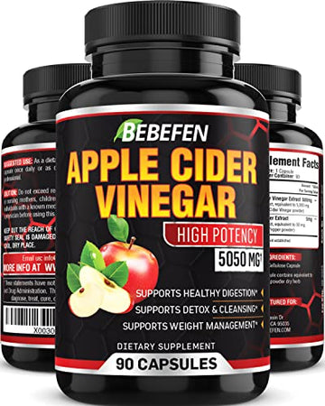 Apple Cider Vinegar Capsules - 5050mg Formula Pills with Black Pepper Extract BEBEFEN buy supplements canada
