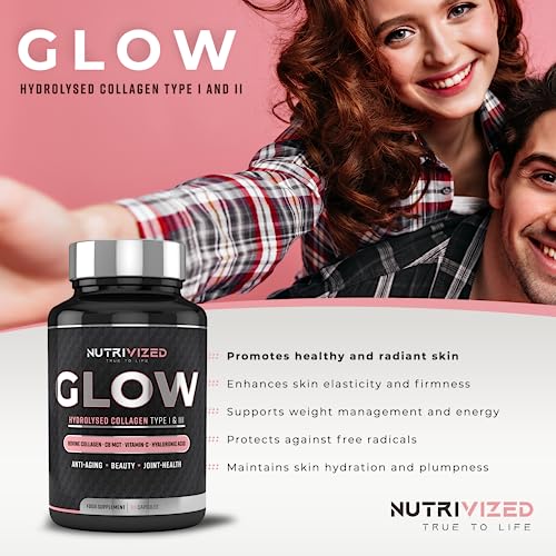 Nutrivized Glow Hydrolysed Type 1&3 Collagen with Premium Pure C8 MCT Oil - Vitamin C & Hyaluronic Acid Nutrivized buy supplements canada
