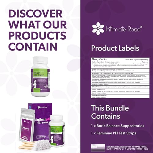 Intimate Rose Boric Acid Suppositories and pH Test Strips for Women (50 Strips) Bundle. Intimate Rose buy supplements canada