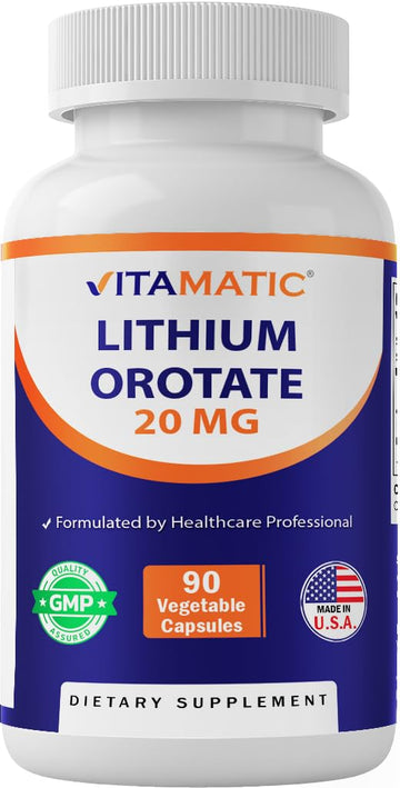 Vitamatic Lithium Orotate 20mg, 90 Capsules - Veggie Caps, Non-GMO, Gluten Free Vitamatic buy supplements canada