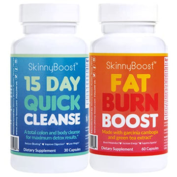 SkinnyBoost Fat Burn & 15 Day Quick Cleanse KIT-Vegan Capsules, Easy to Use: Detox SkinnyBoost buy supplements canada