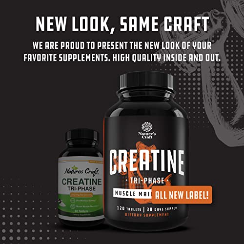 High Strength Tri Phase Creatine Pills - Muscle Mass Gainer and Muscle Recovery Creatine Natures Craft buy supplements canada