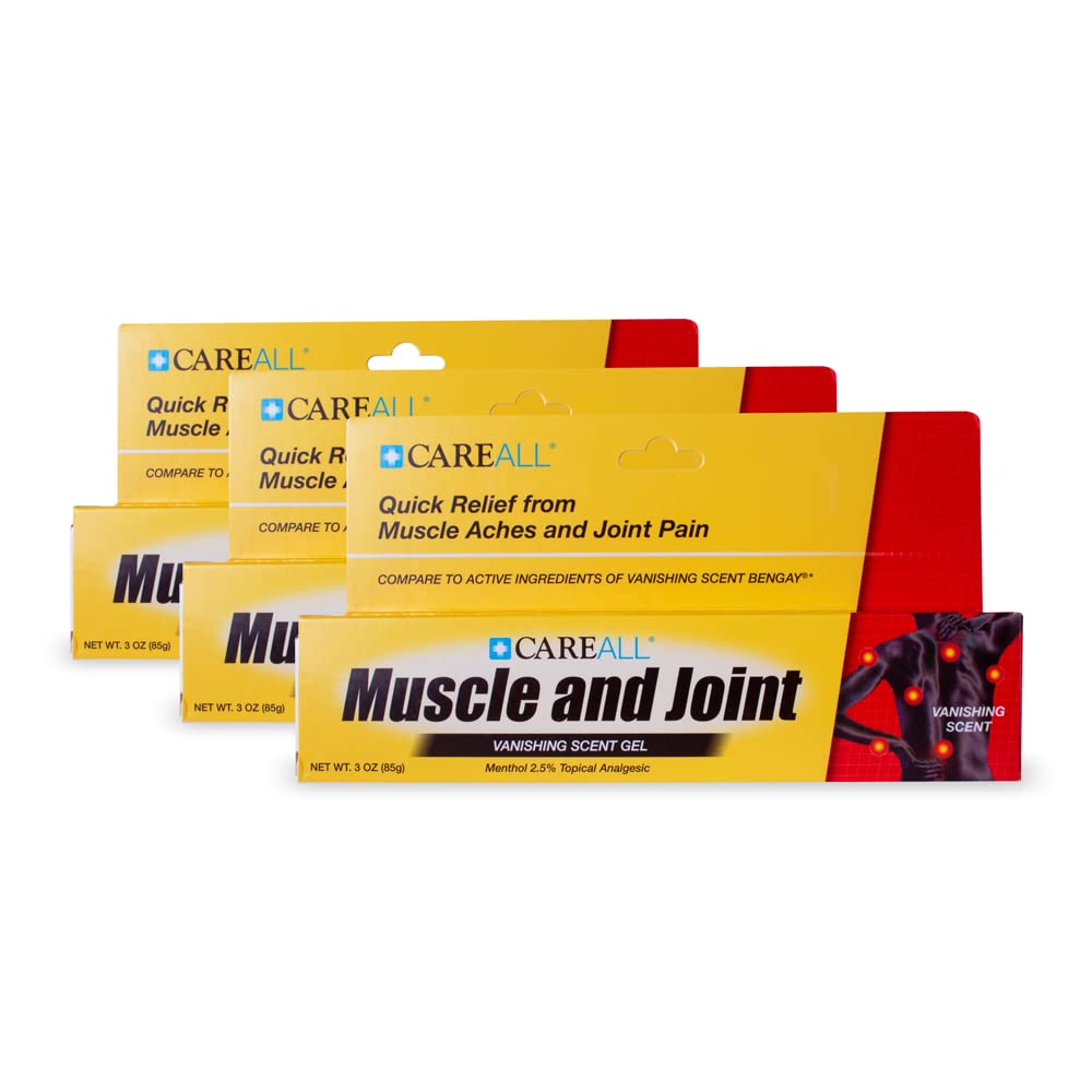 CareAll Muscle & Joint Vanishing Scent Gel, 3.0 oz. (3 Pack), Non-Greasy, Pain Relief Gel for Muscle, Back and Minor Arthritis, Topical Analgesic, 2.5% Menthol CareAll buy supplements canada