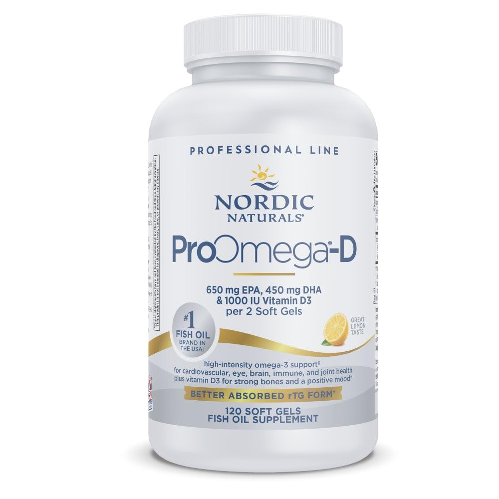 Nordic Naturals ProOmega-D, Lemon Flavor - 120 Soft Gels - 1280 mg Omega-3 + 1000 IU D3 - High-Potency Fish Oil - EPA & DHA - Brain, Eye, Heart, & Immune Health - Non-GMO - 60 Servings Nordic Naturals buy supplements canada