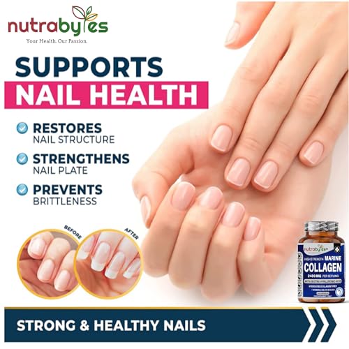 High Strength Marine Collagen 2400mg with Hyaluronic Acid 100mg, Biotin, Vitamin C, D3, B12 and Silica NUTRABYTES buy supplements canada