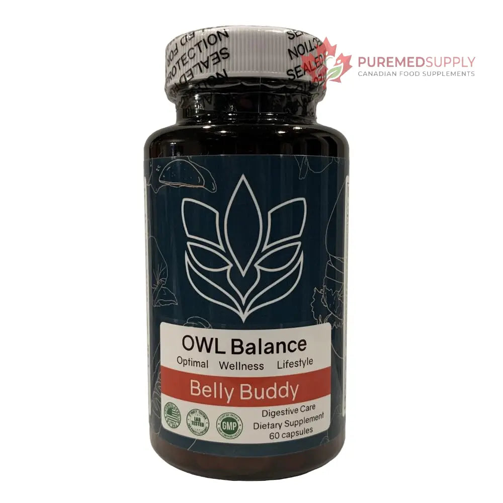 Belly Buddy Advanced Gut Health Support containing a helthy Blend of Probiotics, Prebiotics, and Digestive Enzymes OWL Balance buy supplements canada