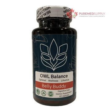 Belly Buddy Advanced Gut Health Support containing a helthy Blend of Probiotics, Prebiotics, and Digestive Enzymes OWL Balance buy supplements canada