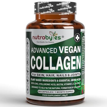 Vegan Collagen Supplement For Skin, Hair, Nails, Joints & Bones with Hyaluronic Acid, Biotin, Lysine, Bamboo Silica, Zinc, Vitamin C, D3, B12, E NUTRABYTES buy supplements canada