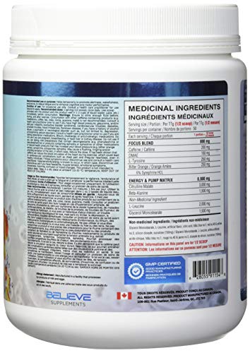 BELIEVE Pump Addict Ultimate Pre-Workout and Energy Formula Sour Peach, 550 g Believe buy supplements canada