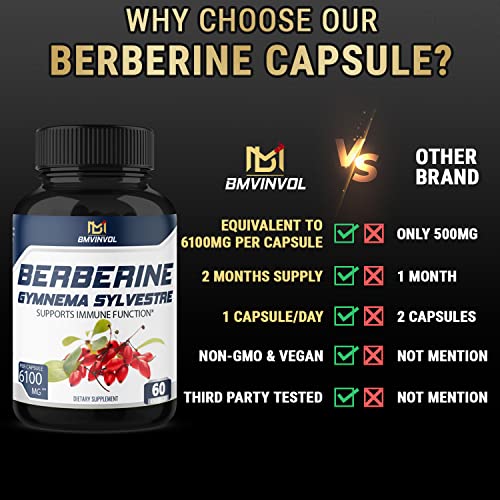 BMVINVOL 5-in-1 Berberine Supplement 6100mg with Ceylon Cinnamon, Gymnema Sylvestre BMVINVOL buy supplements canada