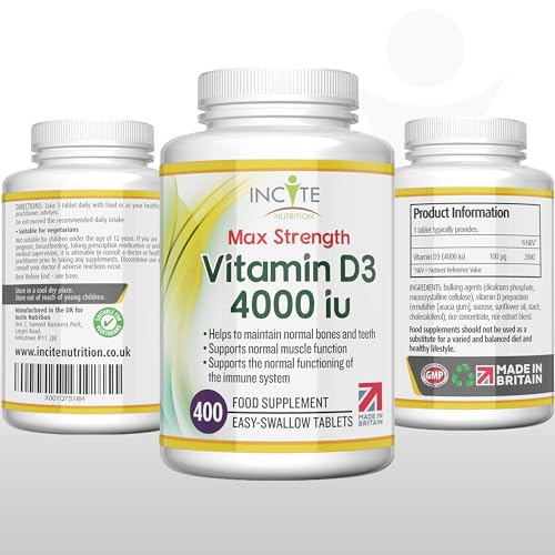 Vitamin D3 4000 iu - Vitamin D Tablets - 1 Year Supply Tablets - Vegetarian - Vitamin D Incite Nutrition buy supplements canada