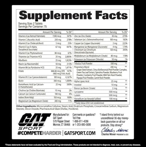 GAT SPORT Men's Multi + Test, Premium Multivitamin Tablets (150 Count) GAT SPORT buy supplements canada