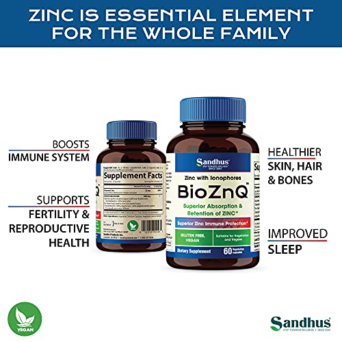 Sandhu's BioZnq 900mg Vegetarian Capsules Zinc Supplement with Quercetin Sandhu's buy supplements canada