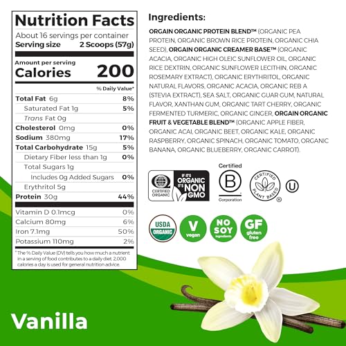 Orgain Organic Sport Vegan Protein Powder, Vanilla - 30g Plant Based Protein, For Pre-Work Orgain buy supplements canada