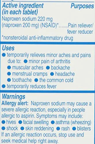 Aleve Tablets with Naproxen Sodium, 220mg (NSAID) Pain Reliever/Fever Reducer, 24 Count, Blue Aleve buy supplements canada