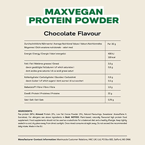 MaxiNutrition - MaxVegan Protein Powder, Chocolate - Plant Based Protein Food Supplement MaxiNutrition buy supplements canada