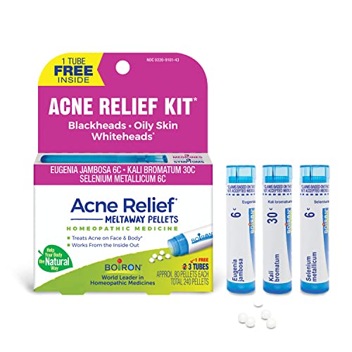 Boiron Acne Relief Kit for Blackheads, Oily Skins, Whiteheads on The Face and Body - 3 Count (240 Pellets) Boiron buy supplements canada