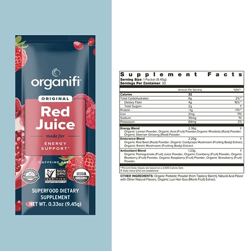 Organifi Red Juice - Vegan Energy Powder - Berry-Flavored Adaptogen Drink - Caffeine Organifi buy supplements canada