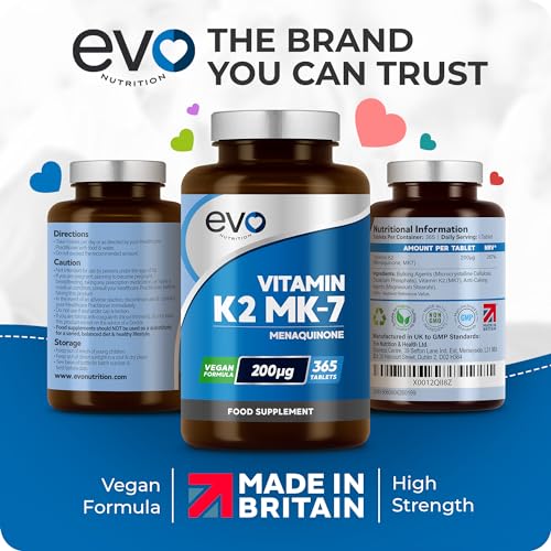 EVO NUTRITION Vitamin K2 MK-7 200mcg | 365 Vegetarian and Vegan Tablets EVO NUTRITION buy supplements canada