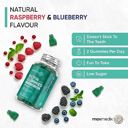Biotin Gummies 5000mcg - with Vitamin A, B, C, D, E & Selenium – 120 Hair Nails and Skin maxmedix buy supplements canada