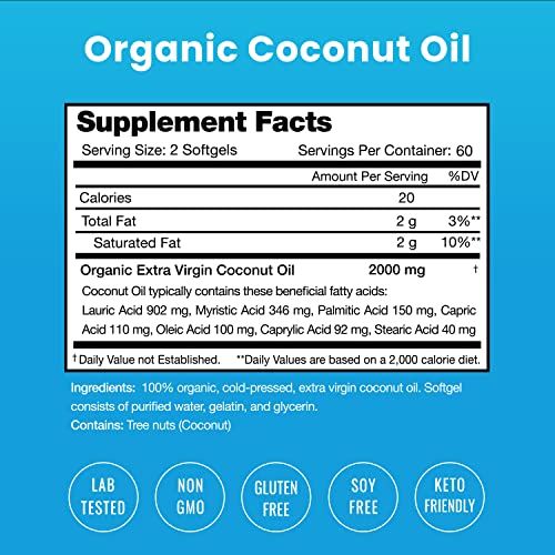 NutraChamps Organic Coconut Oil Capsules 2000mg - 120 Softgels Extra Virgin, Unrefined NutraChamps buy supplements canada