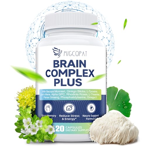 Brain Supplements for Memory and Focus | Nootropic with Bacopa Monnieri, Lion's Mane, Alpha GPC, Ginkgo Biloba | Mental Clarity & Cognitive Support | Vitamin B6 & B12 Neuro Health - Non-GMO, 120 Caps Migcopat buy supplements canada