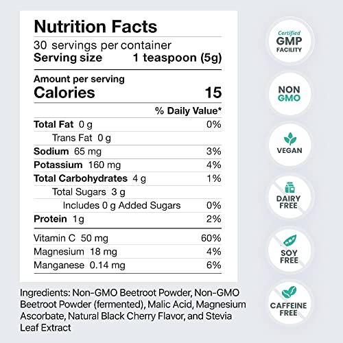 HumanN SuperBeets - Beet Root Powder - Nitric Oxide Boost for Blood Pressure, Circulation & Heart Health Support - Non-GMO Superfood Supplement - Natural Black Cherry Flavor, 30 Servings humanN buy supplements canada