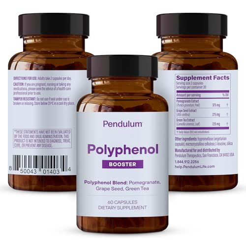 Pendulum Polyphenol Booster, Antioxidant from Superfoods, Beneficial Plant Compounds for Good Health, Helps Boost Akkermansia Muciniphila for Men & Women (60 Capsules, 1-Pack) Pendulum buy supplements canada