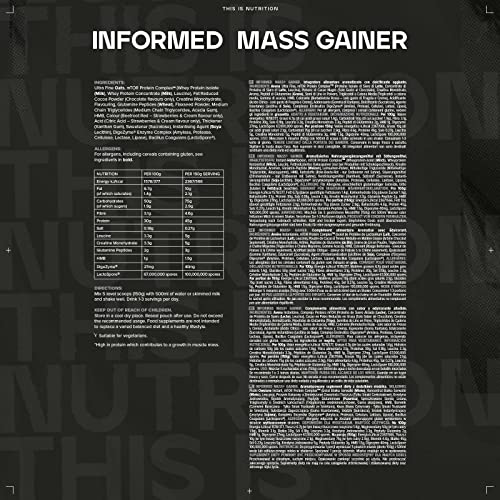 Bulk Informed Mass, Mass Gainer, Whey Protein Shake, Double Chocolate, 3 kg, Packaging May Vary Bulk buy supplements canada