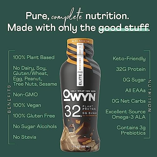 Pro Elite Vegan Plant-Based High Protein Keto Shake, No Nut Butter Cup, Zero Sugar OWYN Only What You Need buy supplements canada