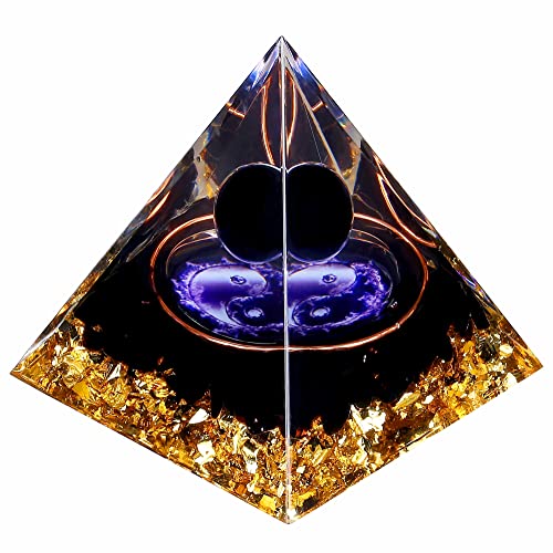 Yin Yang Healing Crystal Orgonite Pyramid - Tai Chi with Obsidian Ball - Taiji Reiki Chakra Meditation FENGSHUI-CAISHEN buy supplements canada